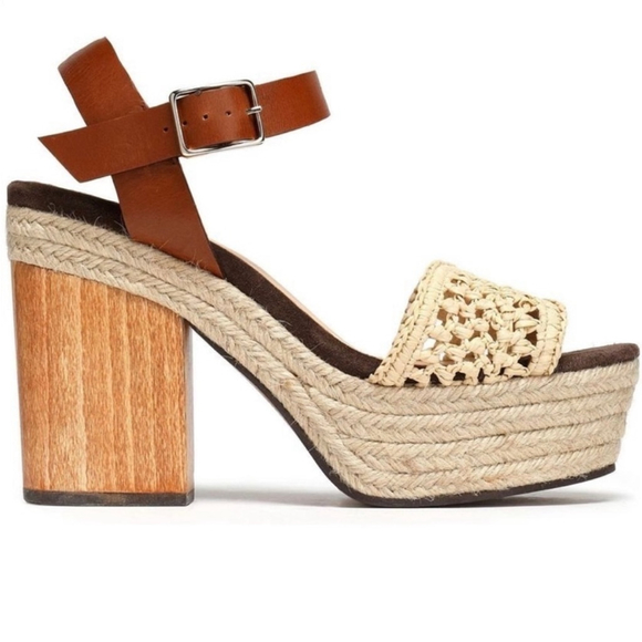 CASTAÑER Leather Colorblock Neutral Pattern Chunky Block Heel Sandals - Picture 4 of 16